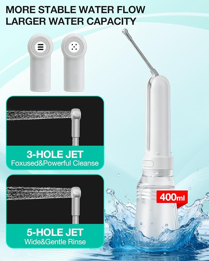Portable Bidet Toilet Aid Wiper Tool Set for Travel - 400ML Bottle - 3 Pressure Modes - IPX7 Waterproof - Compact Design with Dust Bag for Daily Cleaning & General Use