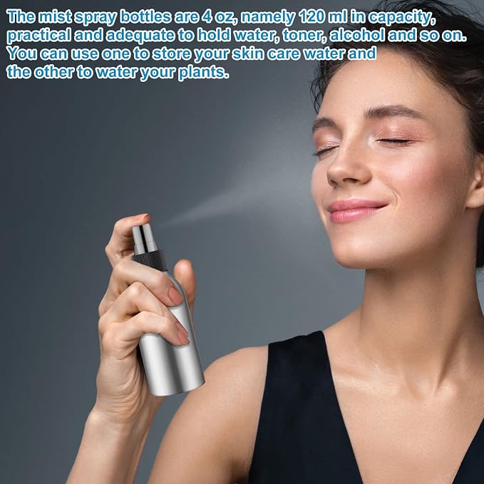 Irenare 24 Pcs Small Spray Bottles Aluminum Fine Mist Spray Bottles Bulk Metal Essential Oil Storage for Perfume Toner Liquid Refillable Pump Vials Atomizer Containers for Room Travel(4 Oz)