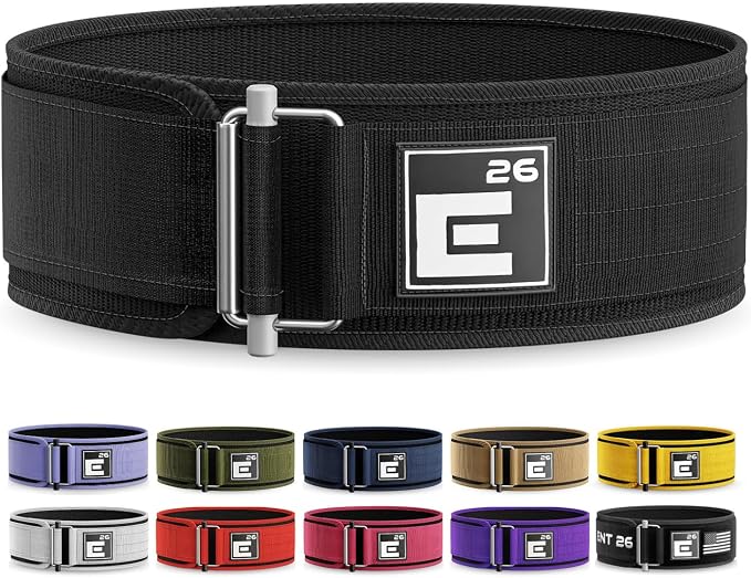 Element 26 Self-Locking Weight Lifting Belt - 4-Inch Nylon Support for Men and Women - Squat and Deadlift - Gym Training