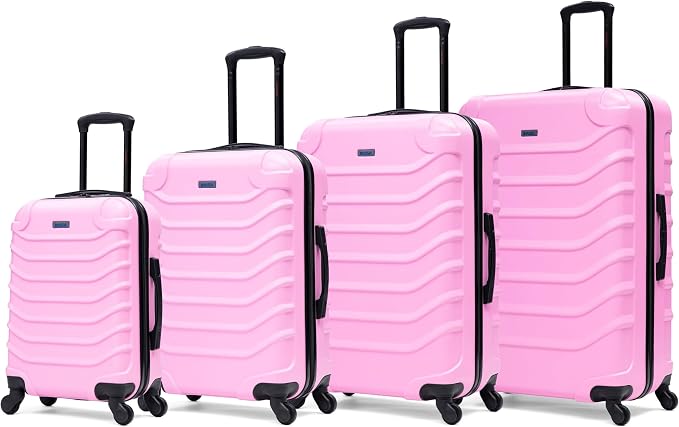 InUSA ENDURANCE Luggage with Spinner Wheels | Durable Lightweight Hardshell Suitcase, Travel Sets with Handle and Trolley | (20in, 24in, 28in, 32in) 4 Pieces Luggage Set | Pink