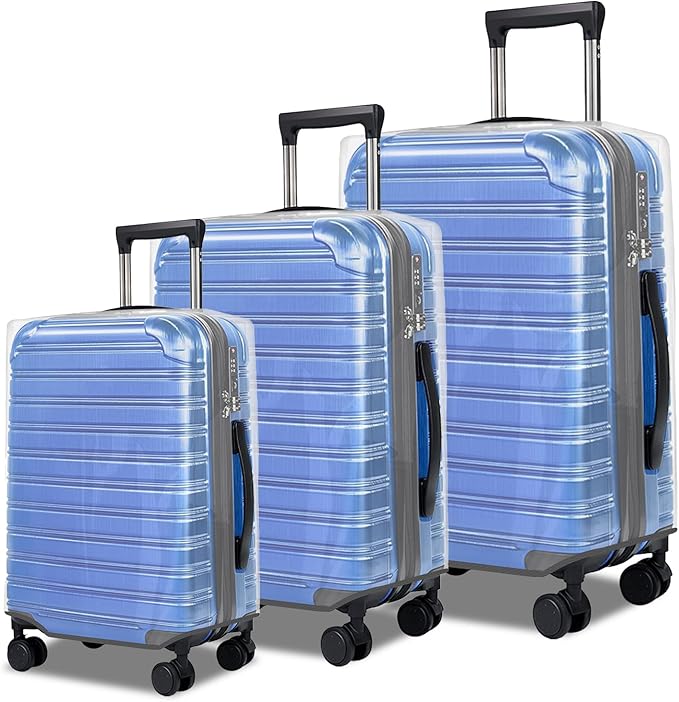 3 piece Clear Luggage Cover for Suitcase Tsa Approved Thicken PVC Plastic Suitcase Protector Cover for Baggage Travel Waterproof 20 24 28 inch