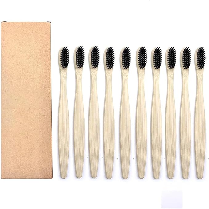 Manual Toothbrush 10PCS Colorful Toothbrush Set Soft Bristle Teeth Whitening Toothbrushes Soft Care Toothbrush(10PCS Black Color)