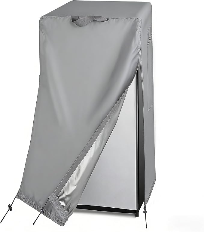 Refrigerator Cover for Most 3.0 Cu Ft Freezer, Waterproof & Dustproof Fridge Cover for Protecting Upright Freezers/Beverage Refrigerator-Grey (23"W x 23"D x 34"H)