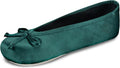Isotoner Women's Satin Ballerina Slippers with Classic Ribbon Bow and Suede Sole