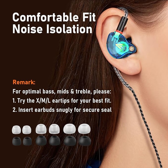 Vibes 202 Wired Earbuds - HiFi in Ear Monitor Headphones – Professional Noise Isolating Ear Buds - Clear Sound, Deep Bass & Comfort-Fit IEM Earphones - MMCX to 3.5mm, Silver Plated Cord, Carrying Case