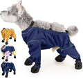 Waterproof Dog Boots Rain Boots with Suspender, Dogs Shoes Paw Protector for Small Medium Puppy, Anti-Slip Doggy Boot Belly Protector, Rain Booties Snow Pants Dogs Suspender Booties Leggings(XS,BLUEF)