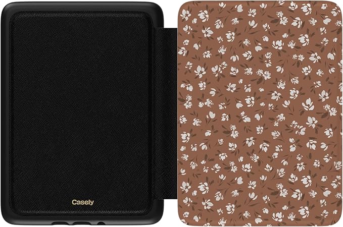 Casely Kindle Case | Mocha Meadow | Tiny Flowers | Compatible with 7” Kindle Colorsoft and 7” Kindle Paperwhite (12th Gen 2024 Models)