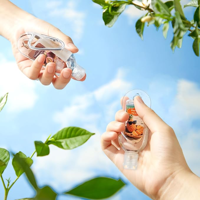 24 Pack Summer Scented Hand Sanitizers Keychain Gift Mini Hand Sanitizer Gel Bulk 1 oz Travel Size Gift Set Watermelon Fruit Scented Summer Party Favors Goodie Bag Stuffer Back to School
