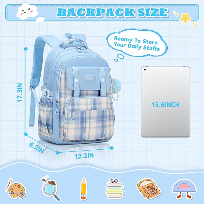 MUSEVOS Girls Backpack, Ideal School Backpack for Girls from Elementary to Teen Years, Kawaii Bookbag Cute Large Capacity