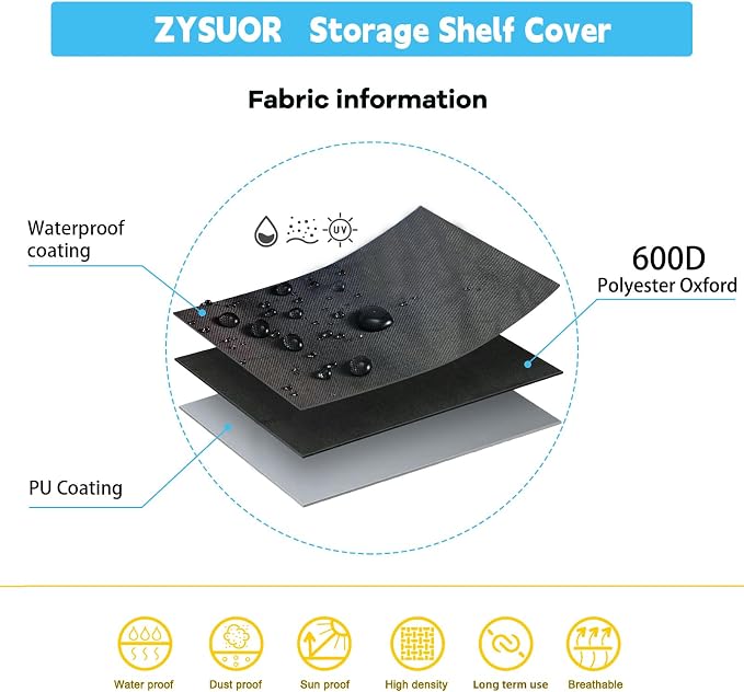 Wire Rack Cover, Fits 42"x19"x72" Metal Shelving | Waterproof Dustproof Cover for Wire Shelf & Clothes Rack, Clear PVC Front & T-Zipper (No Shelves,Black)
