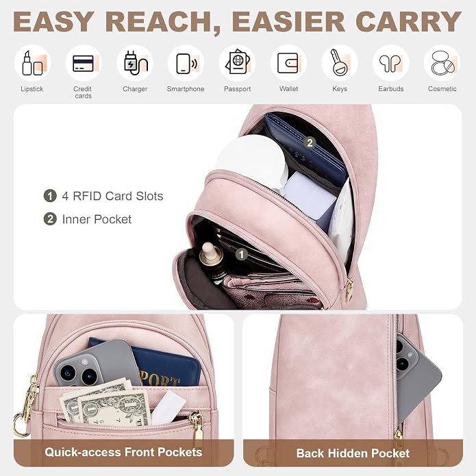 SYTRAH Anti Theft Crossbody Bags for Women, RFID Sling Bag Travel Purse, RFID Cross Body Purses Chest Bag for Travel
