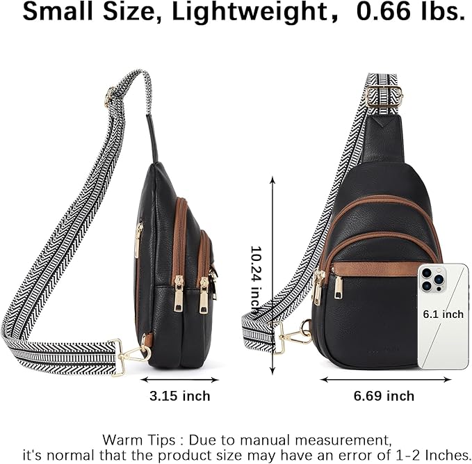 BOSTANTEN Sling Bag for Women Leather Crossbody Bags Fanny Pack Chest Bag for Travel
