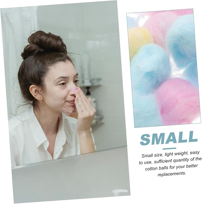 CALLARON 1Pack Colored Cotton Balls for Soft Absorbent Face Cleaning Supplies for Newborn Skin Makeup Removal Craft Projects
