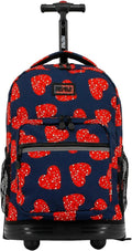 J World Sunrise Kids Rolling Backpack for Girls Boys. Roller Bookbag With Wheels For School, Love Spangle