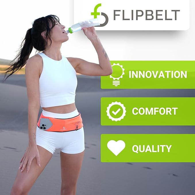 FlipBelt Classic Running Belt, Belt Bag & Fanny Pack for Men and Women - Phone Holder, Waist Pack, Running Accessories, Belt Pouch, Money Belt, USA Running Company