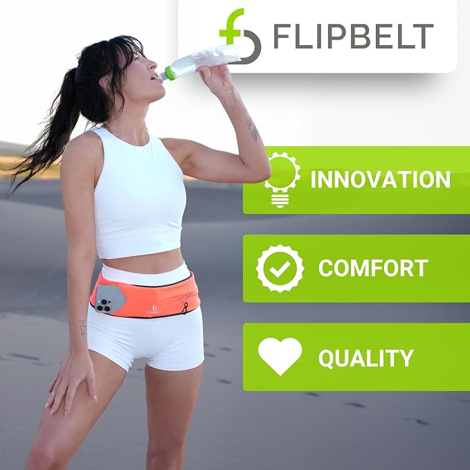 FlipBelt Classic Running Belt, Belt Bag & Fanny Pack for Men and Women - Phone Holder, Waist Pack, Running Accessories, Belt Pouch, Money Belt, USA Running Company