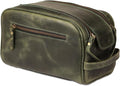 KomalC Leather Toiletry Bag for Men & Women – Handcrafted Travel Grooming Kit with Water-Resistant Lining and Secure Zipper Closure