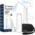 ( 180ml ) PureStream Portable Bidet for Travel – USB-C Rechargeable Handheld Sprayer with Bottle Adapter, 180° Foldable Nozzle, Adjustable Pressure Modes, Waterproof, for Men and Women (White)