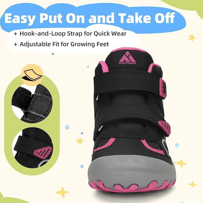 Mishansha Kids Water Resistant Hiking Boots, Boys Girls Anti Collision Anti-Skid Athletic Outdoor Adventure Trekking Shoes