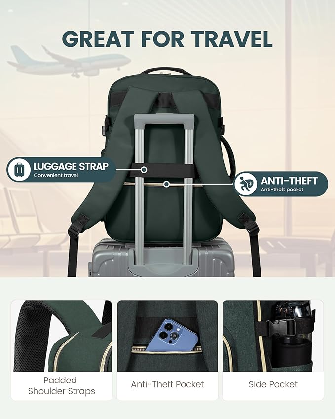 LOVEVOOK 40L Travel Backpack Flight Approved Carry on Backpack,3 Packing Cubes,Waterproof Personal Item Travel Bag,TSA Carry on Luggage Suitcase Travel Essentials,Gifts for Women & Men,fits 17" Laptop