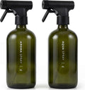 MAISONOVO Dark Green Glass Spray Bottle 16 oz Pack of 2 - Dark Green Spray Bottle for Plants with Fortified Glass & Fine Mist - Ideal for Gardening, Misting, Seedlings & Indoor Plant Care - 16 Labels