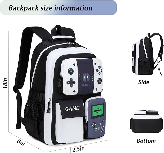 Boys Backpack Kids Bookbag Teens School Bag Luminous Game Large capacity bag