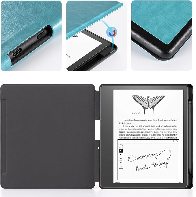 CoBak Case for Kindle Scribe - All New PU Leather Cover with Auto Sleep Wake Feature for Kindle Scribe 10.2" 2022 & 2024 Released with Pen Holder