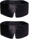 DROWSY Silk Sleep Mask Set - Face-Hugging, Padded Silk Cocoon for Luxury Sleep in Total Darkness - Eye Masks for Sleeping & Travel, 100% Pure Mulberry Silk, Adjustable - Black Jade (Set of 2)