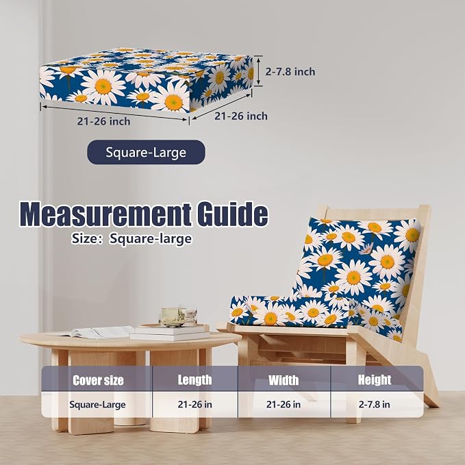 8Pcs Stretch Patio Cushion Covers, Outdoor Couch & Sofa Replacement Slipcovers for Patio Furniture Cushion Covers, Washable Reusable Furniture Protector