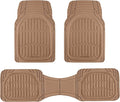Motor Trend FlexTough LITE Rubber Car Mats Full Set - All Weather Floor Mats for Trucks, Cars & SUVs - Automotive Waterproof Beige Car Floor Mats for Cars Interior Accessories Universal Trim-to-Fit