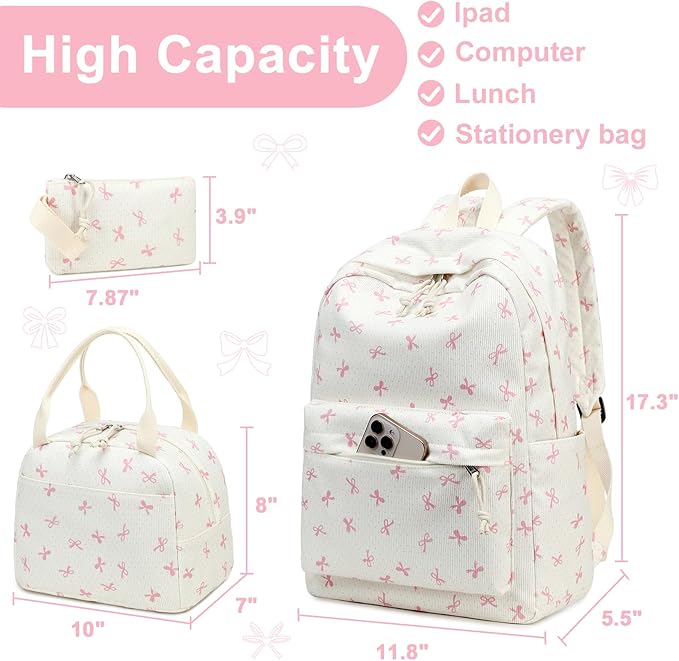 LEDAOU Backpack for Girls School Bag Kids Bookbag Teen Backpack Set Daypack with Lunch Bag and Pencil Case | Kids, Bookbag, Daypack, with Lunch Bag, and Pencil Case