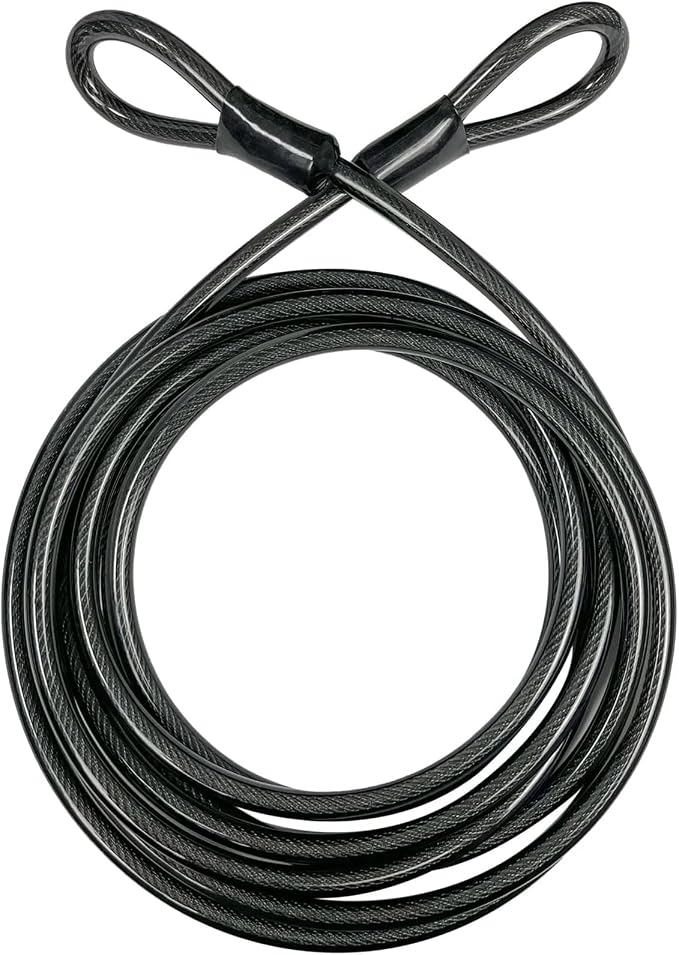 DELSWIN Heavy Duty Security Cable with Loops - 30FT Long Bike Lock Cable, 3/8 Inch (10mm) Thick Cut-Resistant Braided Steel Cables, Vinyl Coated for Bicycle, Boat, Kayak, Generator, Outdoor Patio Set