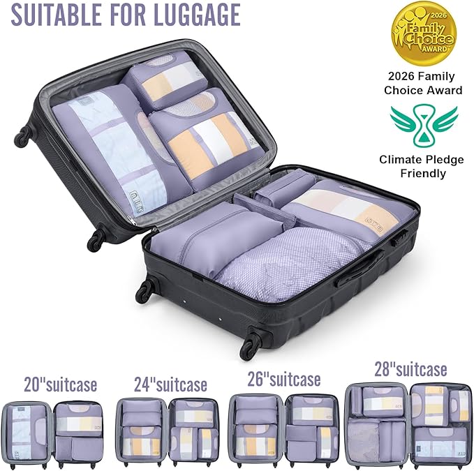 Veken 10 Set Packing Cubes for Travel Essentials, Suitcase Organizer Bags in 4 Sizes, Carry-On Luggage Accessories with Large Laundry Bag & Passport Holder, Must-Have for Airplane, Road Trip & Camping
