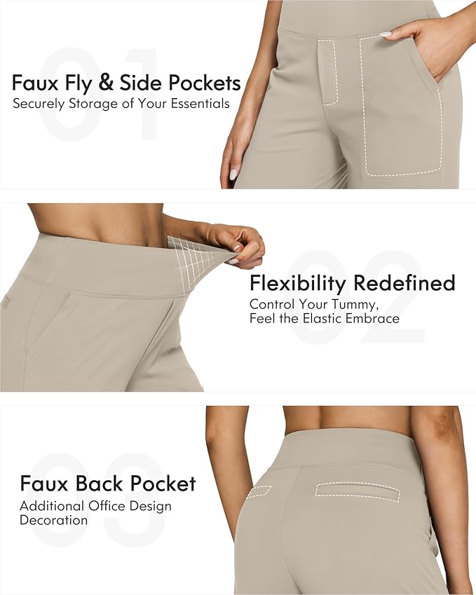 G4Free EverGoing Yoga Pants Women Wide Leg Pants with Pockets High Waist Stretch Dress Casual Sweatpants Petite/Regular/Tall