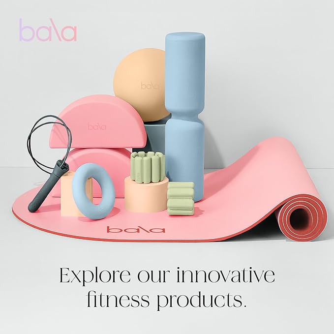 Bala Compact Workout Mat for Gym - 12MM Thick Slip-Resistant, Sweat Absorbing, & Foldable Yoga Mat for Pilates, Core Training & Exercise - Home Fitness Essentials for Women & Men - Travel-Friendly