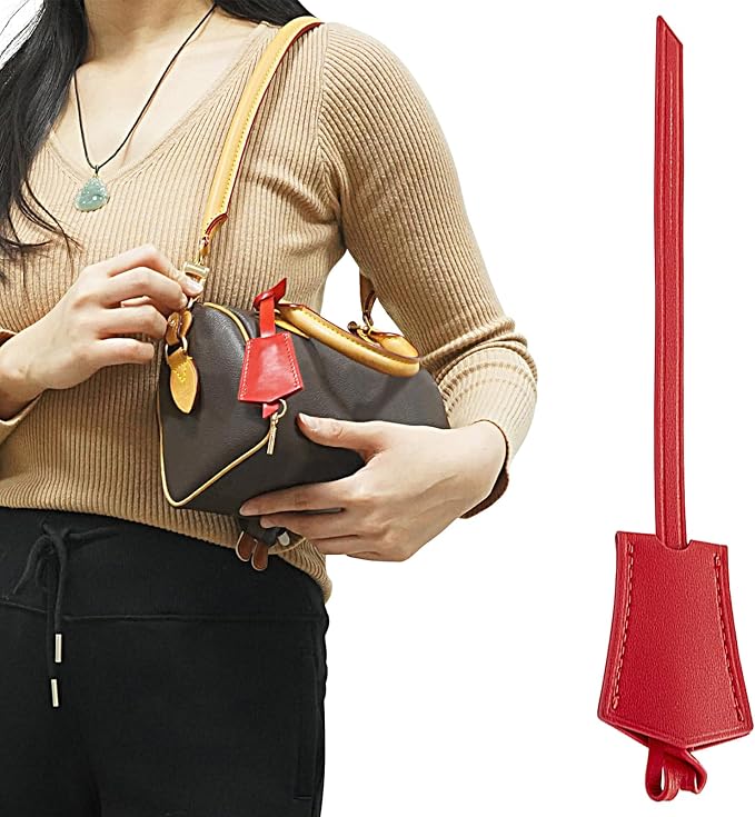 Genuine Leather Bag Decorative Hang Tag for Speedy 25 30 35,Luggage Tag, Suitcase Tag(TAG-RED)