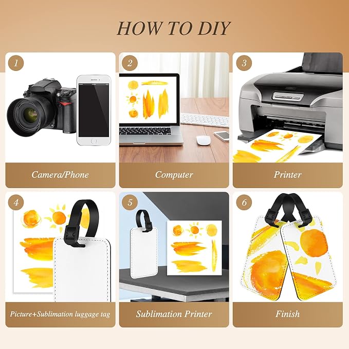 Frienda 16 Pieces Sublimation Luggage Tags Bulk PU Leather Name Label Blank Suitcase Heat Transfer Bag Card Business ID Card Holder Travel ID Tags for DIY Travel Suitcase Sports Bags Holder