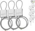 Cable Locks 3-Pack | Keyed Alike Adjustable Cable Padlock｜Len 3.28ft(1m) with 6 Same Keys/Set for Bikes, Gate, Lockers, Gun & Outdoor Gear | Weatherproof & Silver