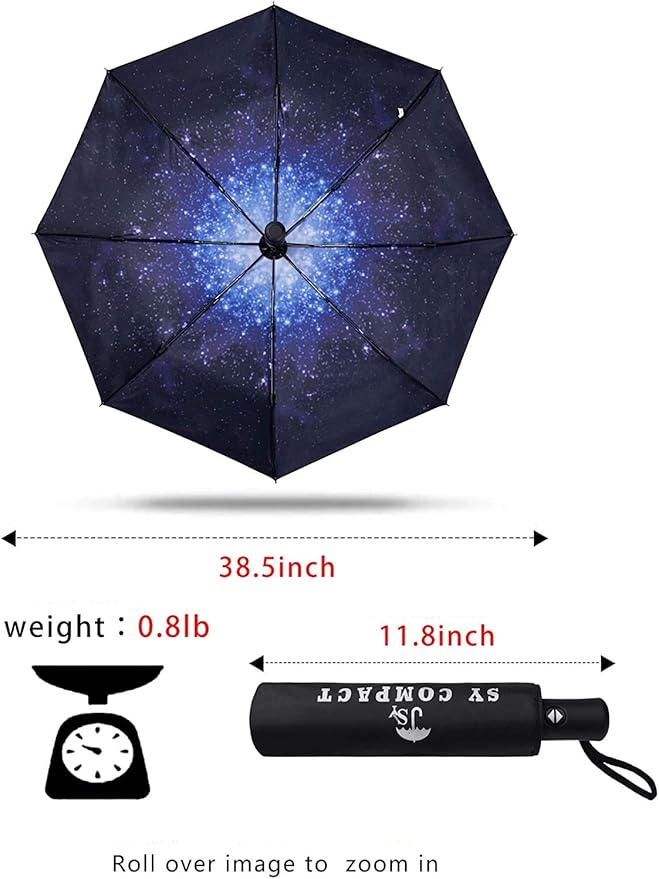 SY COMPACT Travel Umbrella - Windproof Automatic Compact Umbrella for Rain, Lightest 8-Rib, Small, Strong & Portable, Durable Grip, Fits Backpack & Car, Factory Direct (UV Available)