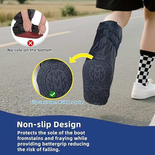 Waterproof Boot Cover for Medical and Orthopedic Boots, Heavy-Duty Non-Slip Sole, Reusable Shoe Protector for Rain, Snow, Beach, Garden, Indoor & Outdoor Use-Small-(Please Measure The Medical Boot Carefully)