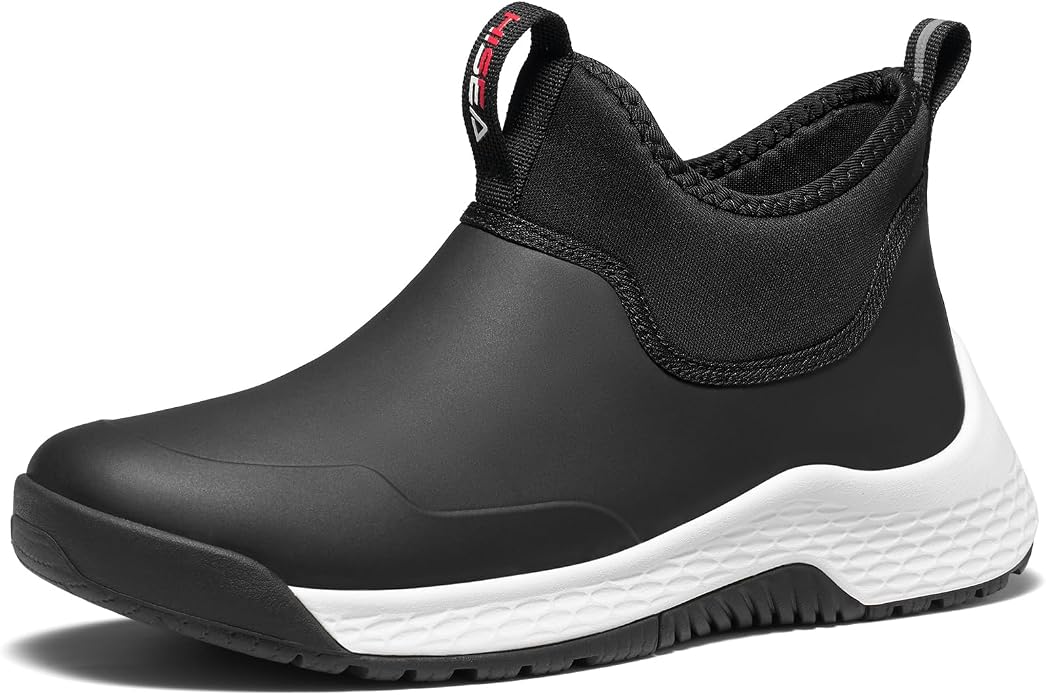 HISEA Women's Ankle Rain Boots, Waterproof Garden Shoes Chelsea Rain Booties, Slip-On Neoprene Working Mud Shoes, Lightweight Rubber Boots for Walking Yard Outdoors