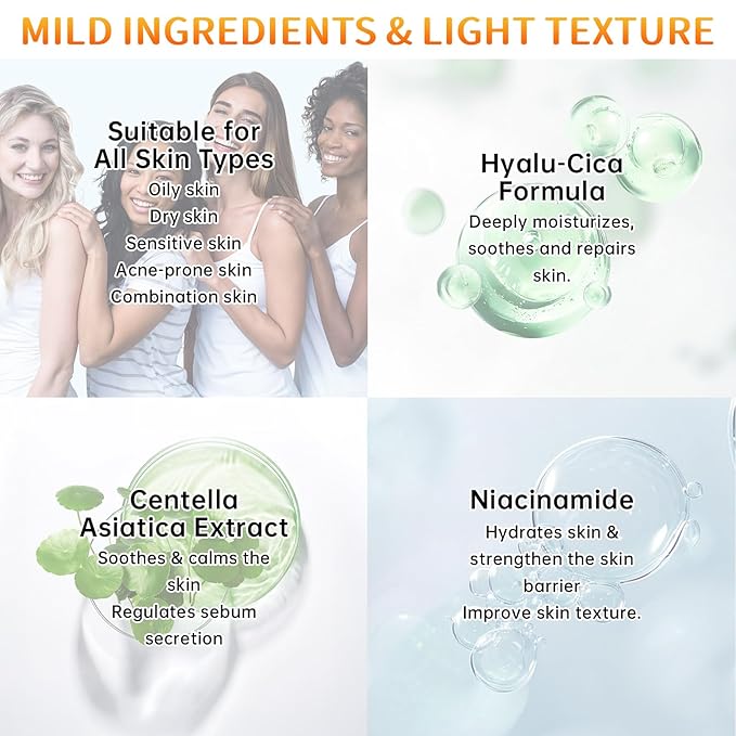 Centella Sunscreen SPF 50, Sunscreen for Face, Water Resistant Strong UV Protection No White Cast, Centella Madagascar Face Suntan Lotion Oil Free Korean Skincare(Green 1)