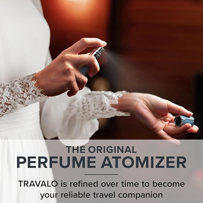 Travalo Milano Perfume Atomizer Bundle - Leak-Proof and TSA Approved for Air Travel - Reusable, Easy Fill Mini Pump Sprayer - Vegan Leather w/Polished Metal - White, Aqua, Perfect Pink - 3 Pack
