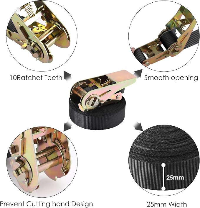 TLGREEN 10Pcs 1in×20ft Endless Ratchet Straps, NO Hook, 1760lb Break Strength Tie Down Straps, Ratchet Strap Heavy Duty for Motorcycle UTV ATV Kayak Truck Cargo Luggage Goods, Black