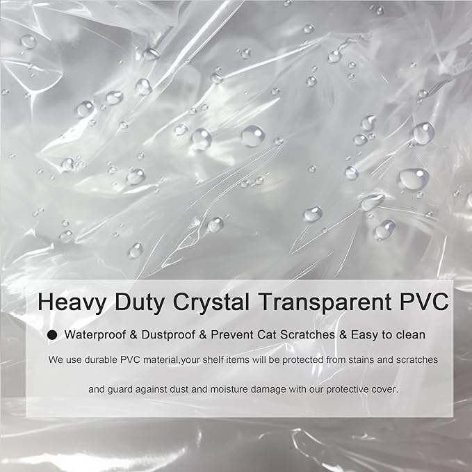 Clear PVC Wire Shelf Cover with Zipper Waterproof Dustproof 36x14x54 | Zipper closure PVC cover shields shelves from dust, moisture, UV and insects while keeping storage organized and visible