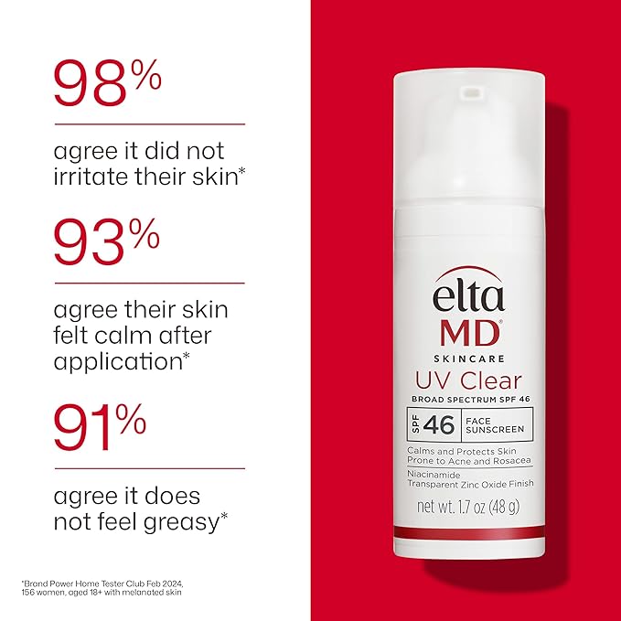 EltaMD UV Clear Face Sunscreen SPF 46, Oil Free for Face with Zinc Oxide, Dermatologist Recommended Sunscreen Lotion, For Acne-Prone Sensitive Skin, 1.7 oz Pump (Pack of 2)