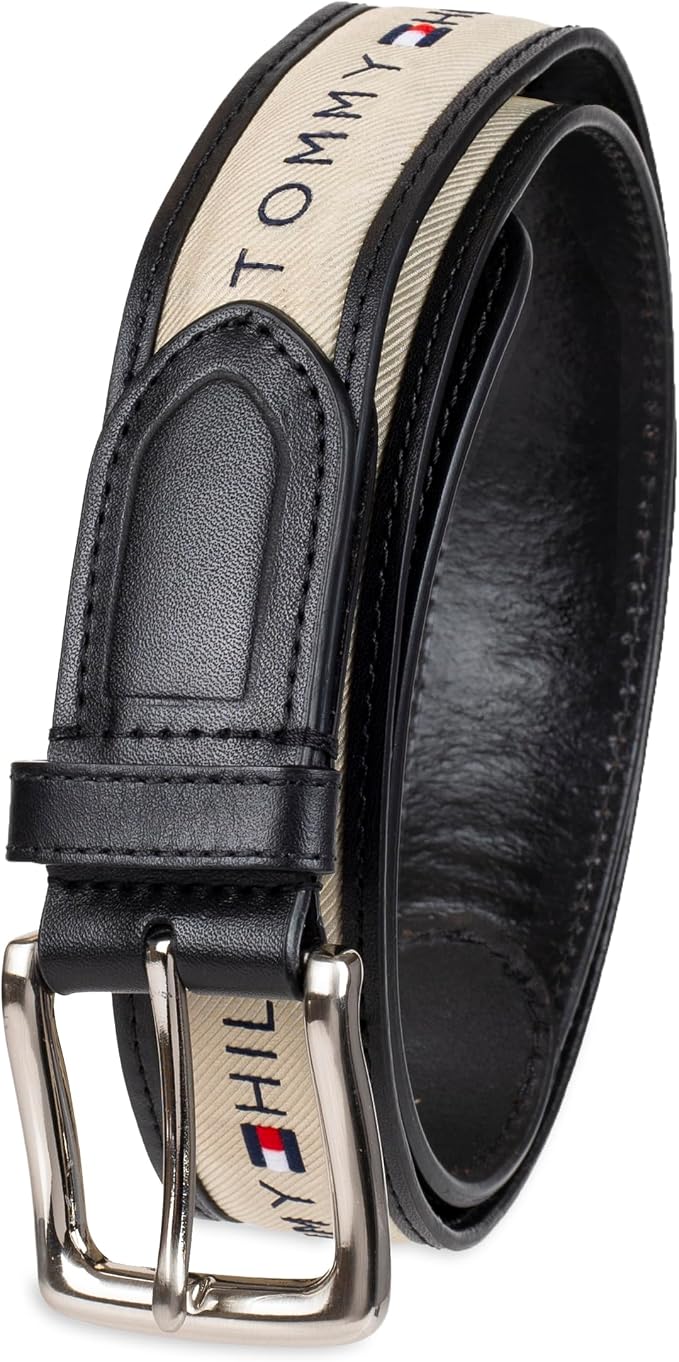 Tommy Hilfiger Men's Fabric Inlay Casual Belt With Classic Harness Buckle