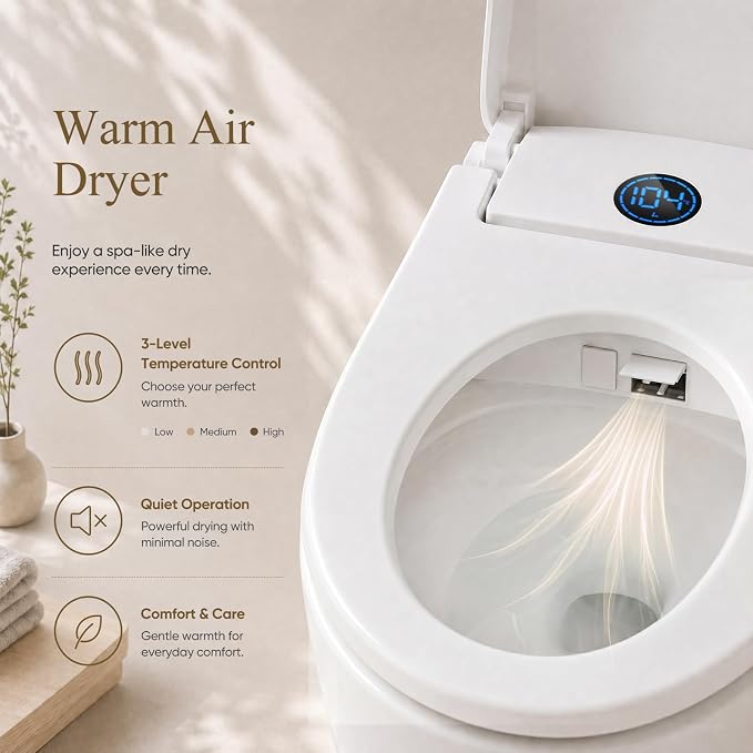 GAICOM Bidet Toilet Seat Elongated, Electric Smart Heated Toilet Seat with Instant Warm Water & Dryer, Multiple Cleaning Modes, Remote Control, Self-Clean Nozzle, Soft Closed, Night Light