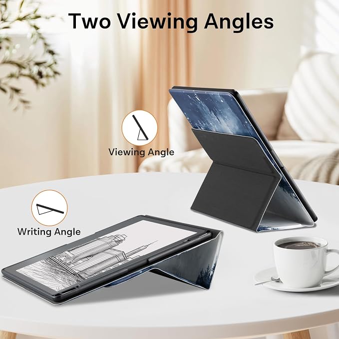 CoBak Stand Case for Kindle Scribe - Premium Folio Leather Cover with Pen Holder, Auto Sleep/Wake - Compatible with 10.2 Inch Kindle Scribe (2022/2024 Release)