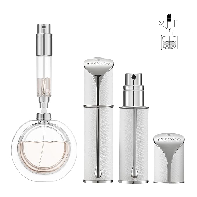 Travalo AQUA Refillable Perfume Atomizer, 5ml Travel Perfume Bottle with Easy Bottom Refill, Leak-Proof Mini Cologne Sprayer, TSA-Approved Pocket Fragrance Spray for Women & Men,1 Piece (White)